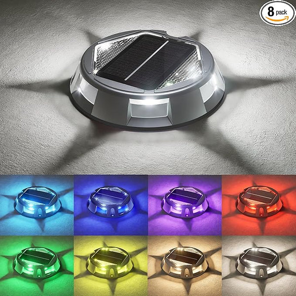 VOLISUN Solar Driveway Dock Deck Markers Marine Lights 8 Pack,9 Colors in 1 Led IP67 Waterproof Outdoor Warning | Lumora