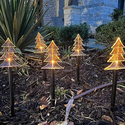 FUCHSUN 5 Pack Solar Garden Lights Outdoor, Pathway Backyard Walkway Lights Solar Powered Waterproof, LED Yard Decorative for Patio Path Landscape Outside (Christmas Trees)