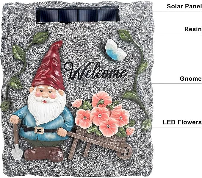 Generic Stepping Stones with Solar Lights, Waterproof LED Pathway Lights, Auto On/Off, 4 Pack Solar Powered Garden Paver Lights for Outdoor Walkway, Yard, Lawn, and Landscape Decoration, Gray