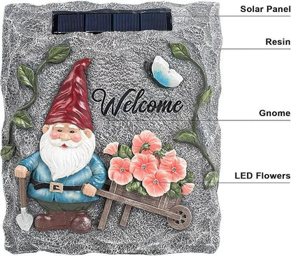 Generic Stepping Stones with Solar Lights, Waterproof LED Pathway Lights, Auto On/Off, 4 Pack Solar Powered Garden Paver Lights for Outdoor Walkway, Yard, Lawn, and Landscape Decoration, Gray