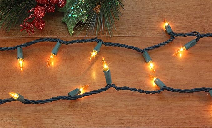 LAMPHOME Christmas String Light,100 Count Incandescent Mini String Light in 19.6ft,Indoor/Outdoor 120V UL Certified Mini Light for Christmas,Wedding,Patio Lawn,Home,Garden,Party,Store (Yellow)