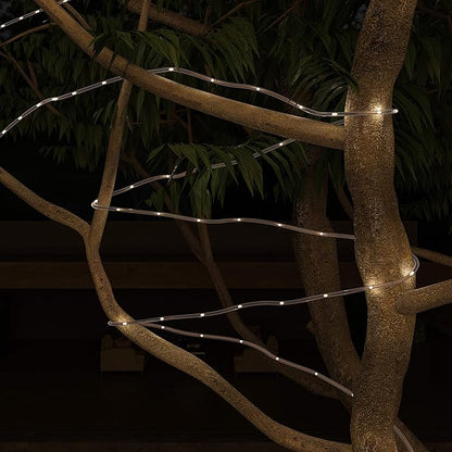 Outdoor Solar Rope Lights - Solar Powered Cable String 100 LED Lights with 8 Modes for Patio, Backyard, Garden, and Events by Pure Garden (Warm White)