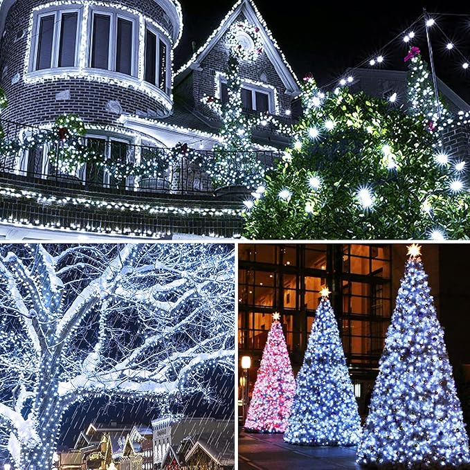 Christmas Lights Outdoor - 180FT 500 LED with 8 Modes, End-to-End Plug, UL Certified, Waterproof Fairy String Lights for Xmas Tree Decorations Garden Party (Cool White)