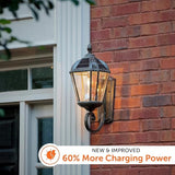 Gama Sonic Solar Outdoor Wall Light, Royal Bulb Exterior Sconce Lamp, Weathered Bronze Finish Aluminum, Rain Water | Lumora