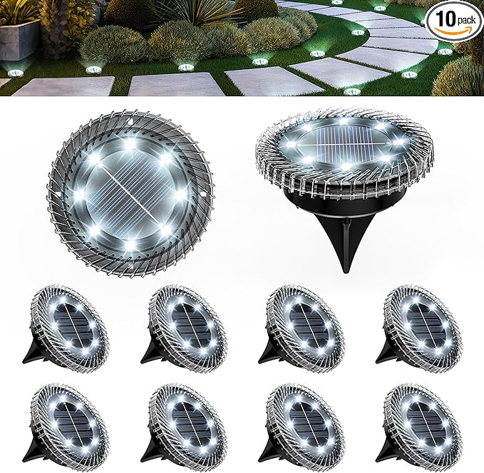 10 Pack Small Solar Ground Lights, Pathway Lights Waterproof, Outdoor Solar Light for Garden, Driveway, Walkway | Lumora