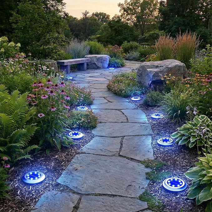 Solar Lights Outdoor,8 Pack Solar Garden Lights for Pathway,Yard,Deck,Lawn,Patio,Walkway,Driveway,Step（Blue） | Lumora