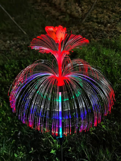 2 Packs of LED Solar Double-Layer Jellyfish Butterfly Lights, Seven Color Gradient Outdoor Courtyard Decoration, Wireless Dusk to Dawn Waterproof Garden Road Landscape Lights