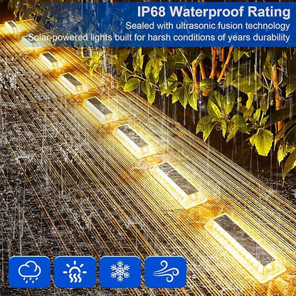 Lacasa Solar Deck Lights, Solar Light Outdoor Waterproof IP68, 8 Pack Solar Powered Pathway Yard Driveway Step Landscape Lights, LED Lighting 50LM for Garden Path Walkway Stair Patio, Warm White 2700K