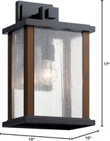 Kichler Marimount 17" Outdoor Wall Light in Black, 1-Light Exterior Wall Sconce with Clear Seeded Glass, (17" H x | Lumora