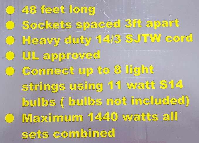 Outdoor String Lights Patio Party Lights Summer Deck Lights (Bulbs Included) 48ft