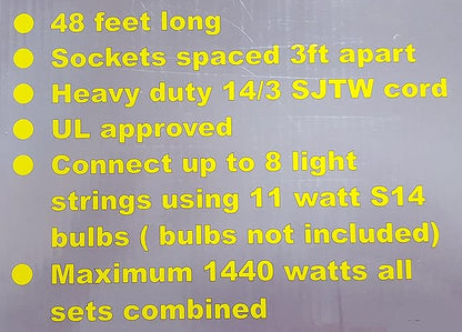 Outdoor String Lights Patio Party Lights Summer Deck Lights (Bulbs Included) 48ft