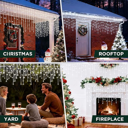 LED Christmas Lights, 100 LED Icicle Lights on 7FT with 4 Inch Spacing - 5MM Wide Angle White Bulbs, IP68 Waterproof & ETL Certified for Outdoor/Indoor