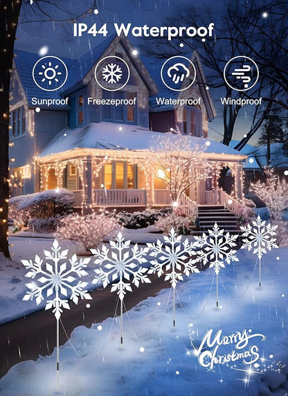 Brightown Snowflake Lights Outdoor, 2 Sets Total 20 Large Snowflake Christmas Pathway Lights, Christmas Decorations Outside Yard Sidewalk Walkway Driveway Marker Stake, White
