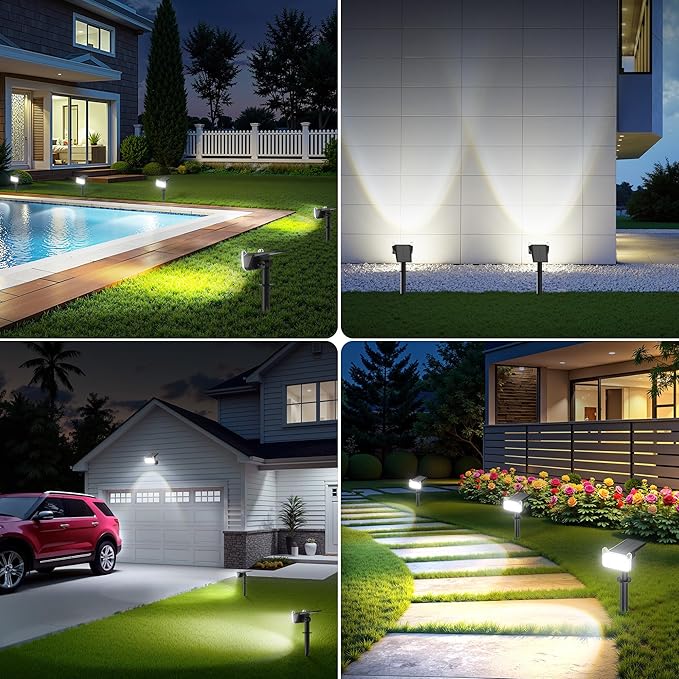LETMY New Upgrade Solar Spot Lights Outdoor Waterproof with Bigger LED, 6 Pack Auto ON/Off Solar Lights Outdoor | Lumora