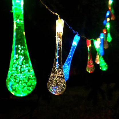 Hometown Evolution, Inc. Solar Powered LED Lights (30 LED, Solar Water Drop - 8 Foot - Multi Colored)