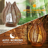 Solar Outdoor Lights Garden Decor Waterproof Crackle Glass Globe,Metal Yard Art Outdoor Solar Garden Lights for | Lumora