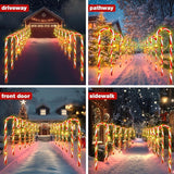 12-Pack 22" Christmas Candy Cane Lights Outdoor Pathway - Waterproof IP65, 8 Lighting Modes with Timer, Christmas | Lumora