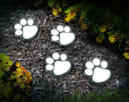 IdeaWorks JB7356 Dog Paw Solar Lights Outdoor Panels - Bright Energy Efficient and Perfect for your Garden - 4 pc Set, Black