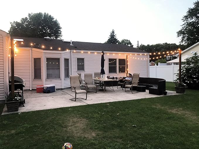 Outdoor String Lights 48ft with 23+2 Spare Bulbs, Shatterproof Dimmable Waterproof, LED 1W 60LM 2200K Warm Glow for | Lumora