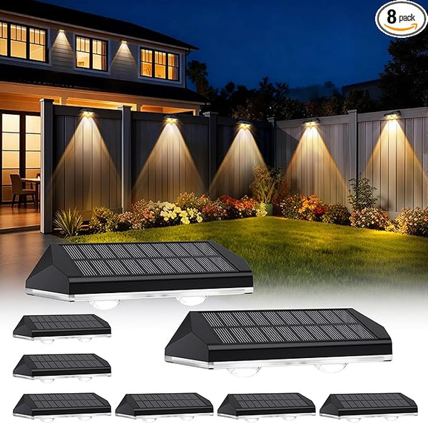 Solar Fence Lights Outdoor, 3 Modes Warm/Neutral/Cool White Fence Lights Solar Powered for Outside, IP65 | Lumora