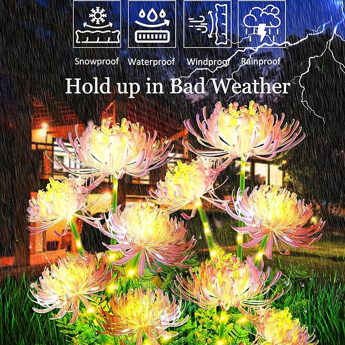 Solar Garden Lights, Solar Flowers Lights with Glowing Flowers & Stems, Solar Lights Outdoor for | Lumora