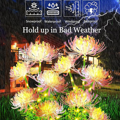 Solar Garden Lights, Solar Flowers Lights with Glowing Flowers & Stems, Solar Lights Outdoor for Garden,Yard,Patio,Pathway Decoration,Gift for Mother (2 Pack)