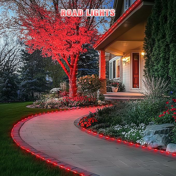 JMEXSUSS 2 * 200 LED Red Solar Rope Lights, 66ft IP 65 Waterproof Solar String Light Outdoor, 8 Modes Christmas | Lumora