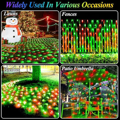 Lovelite 360LED Christmas Net Lights, 21ft x 5ft Mesh Lights Outdoor Green Wire 8 Modes Timer, Waterproof Connectable String Lights for Bushes Xmas Tree Garden Holiday Party Decor - Red Green