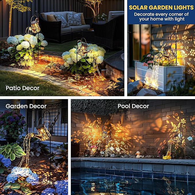 Solar Lights Outdoor Garden Decor, Large Lanterns Watering Can Gardening Gifts for Mom Women Grandma Birthday | Lumora