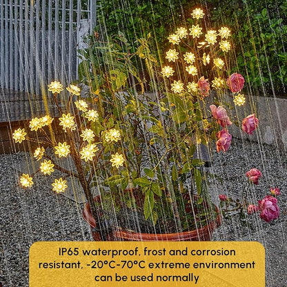 OriginalSourcing Solar Outdoor Lights - Waterproof Landscape Decor with Adjustable Flower Tree Stems for Garden, Patio, Pathway (Yellow, 2 Pack)