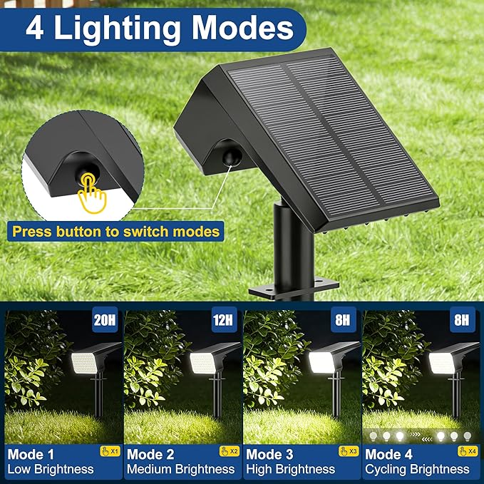 LANSOW 12 Pack Solar Spot Lights Outdoor Waterproof IP67, (90 LED/4 Modes) Solar Landscape Spotlights, 2-in-1 Solar | Lumora