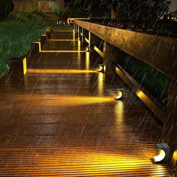 8 Pack Solar Step Lights Outdoor, IP65 Waterproof LED Stair Lights for Garden Stairs, Patio, Yard, Deck, Front Step | Lumora
