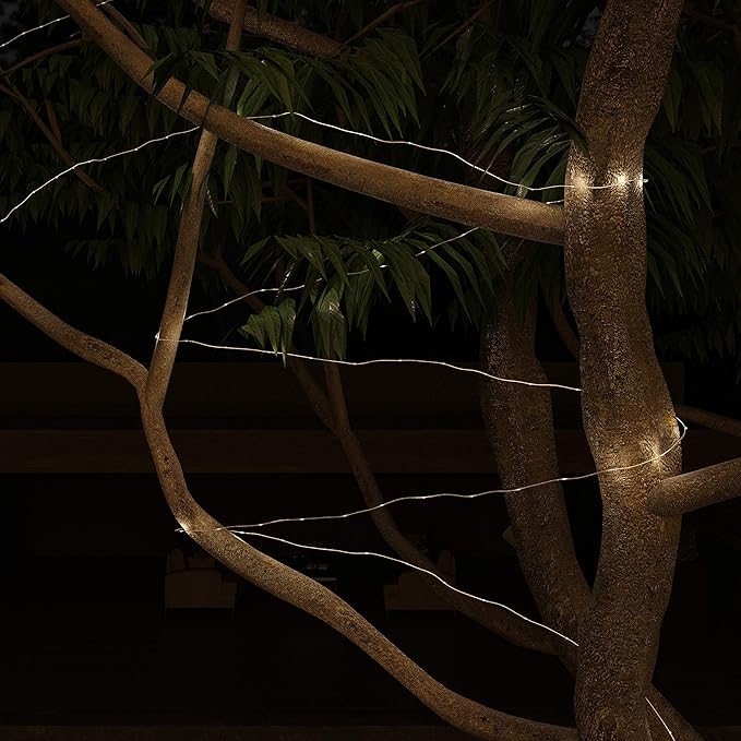 Pure Garden Solar-Powered 100 Fairy Lights, Warm White - Decorative Outdoor Light | Lumora