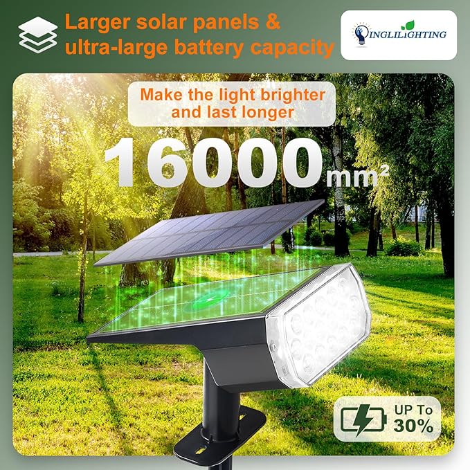 DINGLILIGHTING Solar Lights Outdoor Waterproof: IP65 Led Spot Light Decorations for Garden - 3 Lighting Modes Solar | Lumora