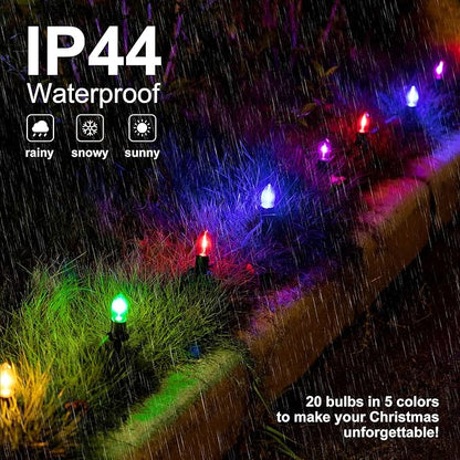 C9 Christmas Pathway Lights Outdoor - 24.2 Feet 20 LED String Lights with Stakes, Waterproof Connectable Christmas Path Lights for Yard, Garden, Walkway, Driveway, Sidewalk Decoration, Multicolored