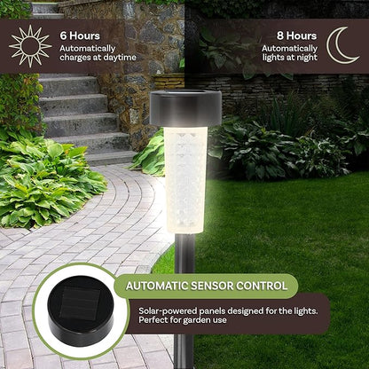 Solar Lights Outdoor Waterproof Garden Lights - 6-Pack LED Outdoor Lights - Cold White Solar Pathway Lights - Outdoor Solar Lights for Yard, Driveway, or Landscape Lighting by Pure Garden (Bronze)
