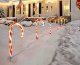 Solar Christmas Candy Cane Lights - Outdoor Stake Christmas Decorations - Waterproof for Patio, Garden, Pathway | Lumora