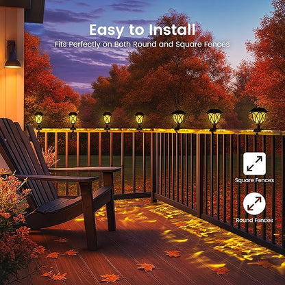 Solar Fence Lights Outdoor Waterproof, Led Solar Lights Outdoor for Chain Link Fence, Step, Stairs, Trampoline, Yard and Pathway, Warm White 8 Pack