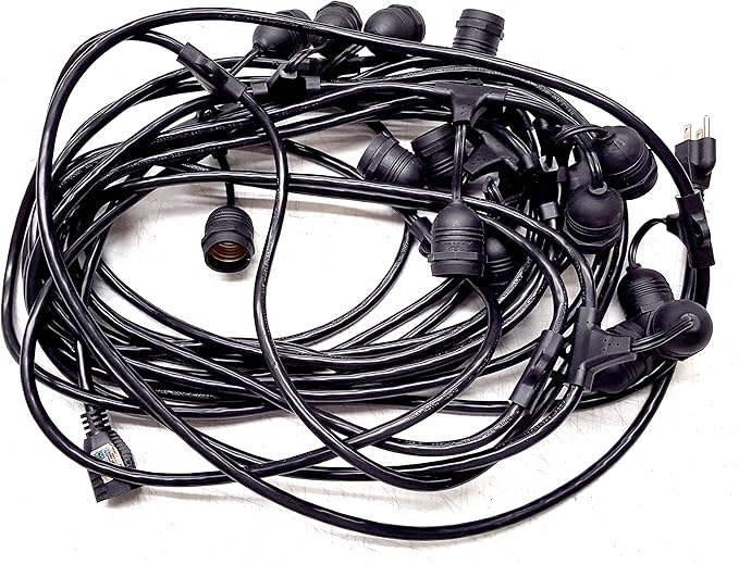 Outdoor String Lights Patio Party Lights Summer Deck Lights (Bulbs Included) 48ft