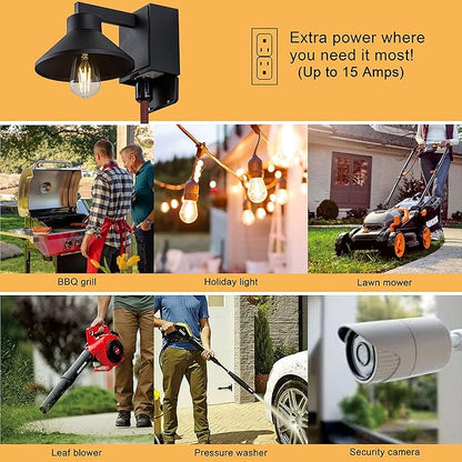 c cattleya Porch Light with Outlet, Matte Black Waterproof Anti-Rust Aluminum Outdoor Light with Outlet, Exterior Lighting Fixtures for Patio,Outside Lights for House Front Door Patio Garage