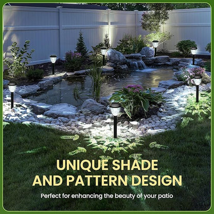 Solar Outdoor Lights Waterproof,Solar Pathway Lights Outdoor with Great Pattern, Auto On/Off Garden Decor for Outside Garden Walkway Driveway Pathway(10 Pack)