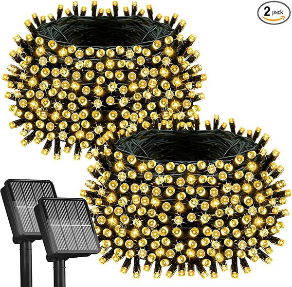 2Pack-300LED Solar String Lights, 112Ft Solar String Lights Outdoor with 8 Modes ，Solar Christmas Lights Outdoor | Lumora