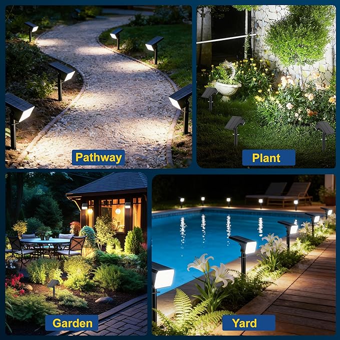 LANSOW 12 Pack Solar Spot Lights Outdoor Waterproof IP67, (90 LED/4 Modes) Solar Landscape Spotlights, 2-in-1 Solar | Lumora