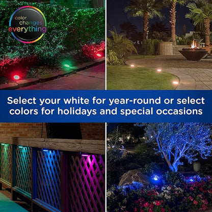 Enbrighten LED Ground Lights, 6 Path Lights, 40ft, Color Changing, Remote Control, Outdoor Path Lighting, Landscape Lighting for Yard, Garden, Patio, Walkway, 56067-S1