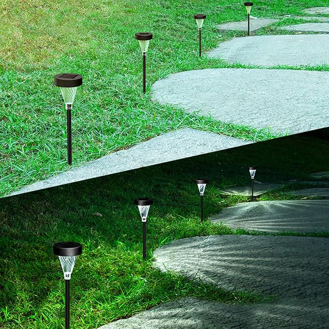 Lxcom Lighting Solar Pathway Lights Outdoor Solar Garden Lights Outdoor Solar Lawn Lights Solar Path Lights Waterproof for Lawn Garden Yard Patio Walkway, 4 Pack(White)