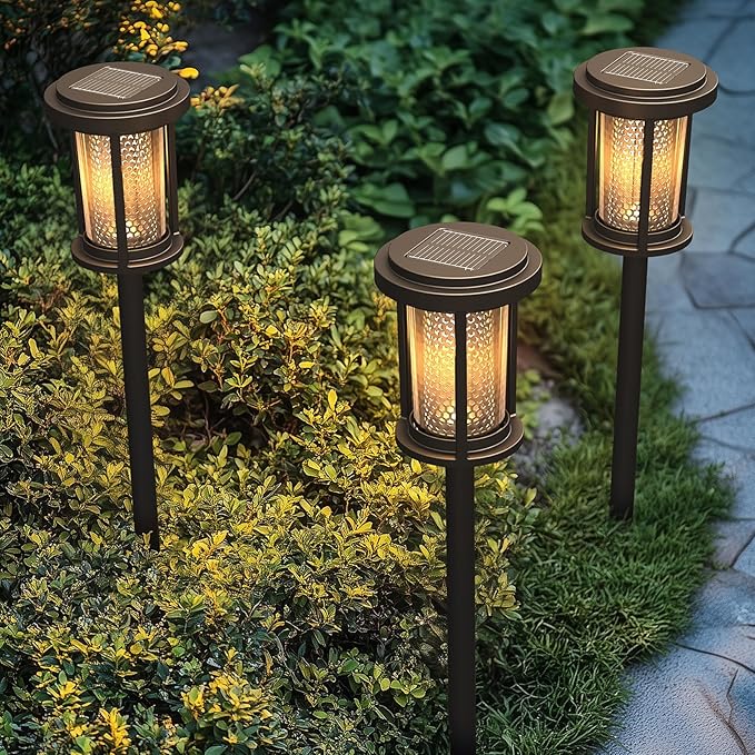 Solar Yard 4-Pack Solar Pathway Lights Outdoor, Solar Powered Landscape Lighting with Honeycomb Structure, Garden Path Lights Outside Waterproof for Pathway, Porch, Walkway, Driveway