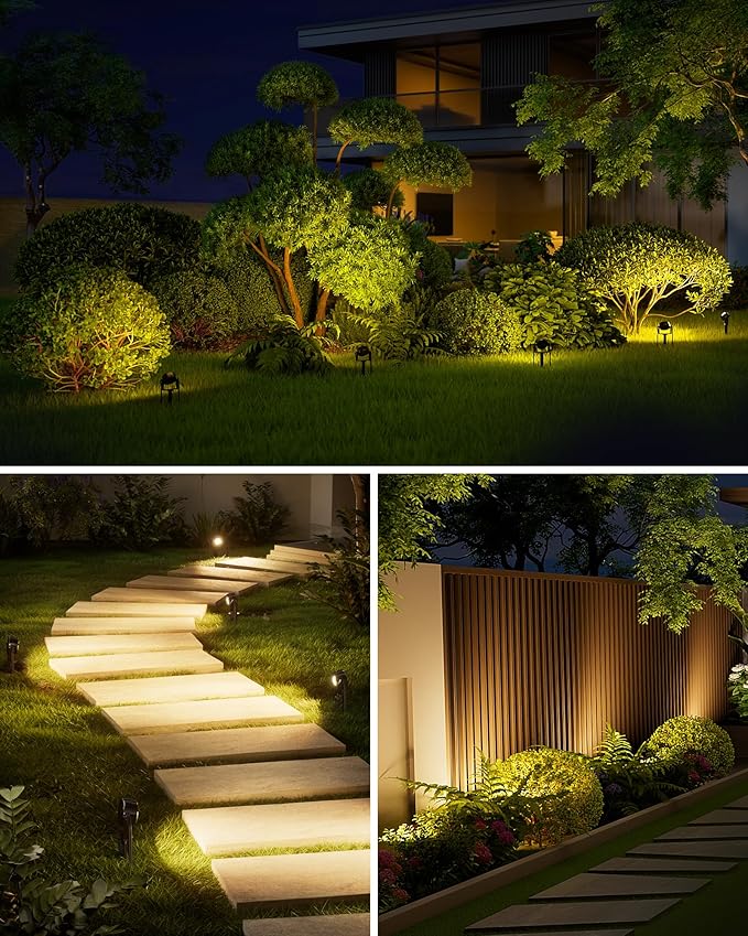 JACKYLED 8-Light LED Low Voltage Landscape Lighting, 9W Outdoor Spot Lights with Adapter, 3000K Warm White, ON/Off | Lumora