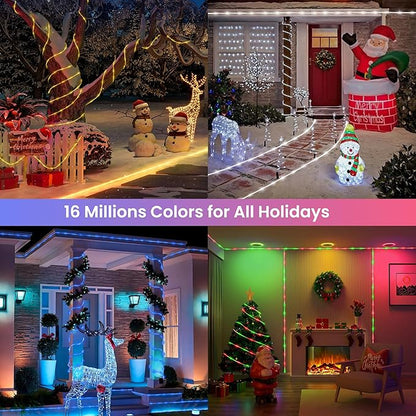 Jnaurb RGB Color Changing Rope Lights Outdoor, 66ft 200LED Smart String Lights with Remote & APP Control, Waterproof Music Sync Rope Lighting - DIY Flexible Tube LED Lights for Bedroom Garden Wedding