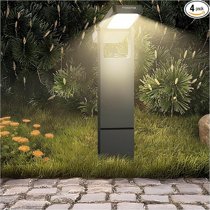 Solar Pathway Lights Outdoor with 360° Adjustable Head, 40 LED Cool White Yard Lights, Waterproof IP65, Solar Powered Landscape Light for Garden & Driveway with 2 Brightness Modes (4-Pack)
