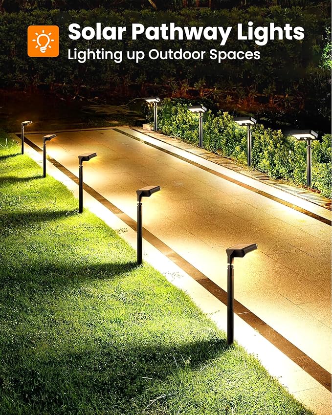 Solar Walkway Lights Outdoor, 92 LEDs Motion Sensor Outdoor Lights,600Lumen Brighter Solar Pathway Light with | Lumora